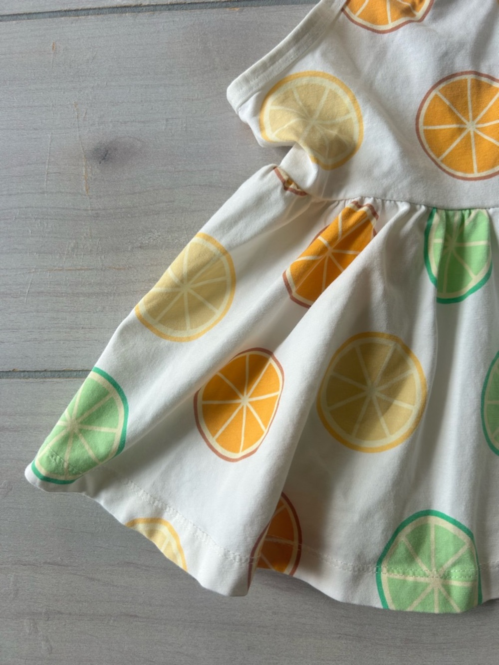 Monica & Andy Organic Cotton Citrus Print Halter Dress - White/Yellow/Green - Picture 3 of 4